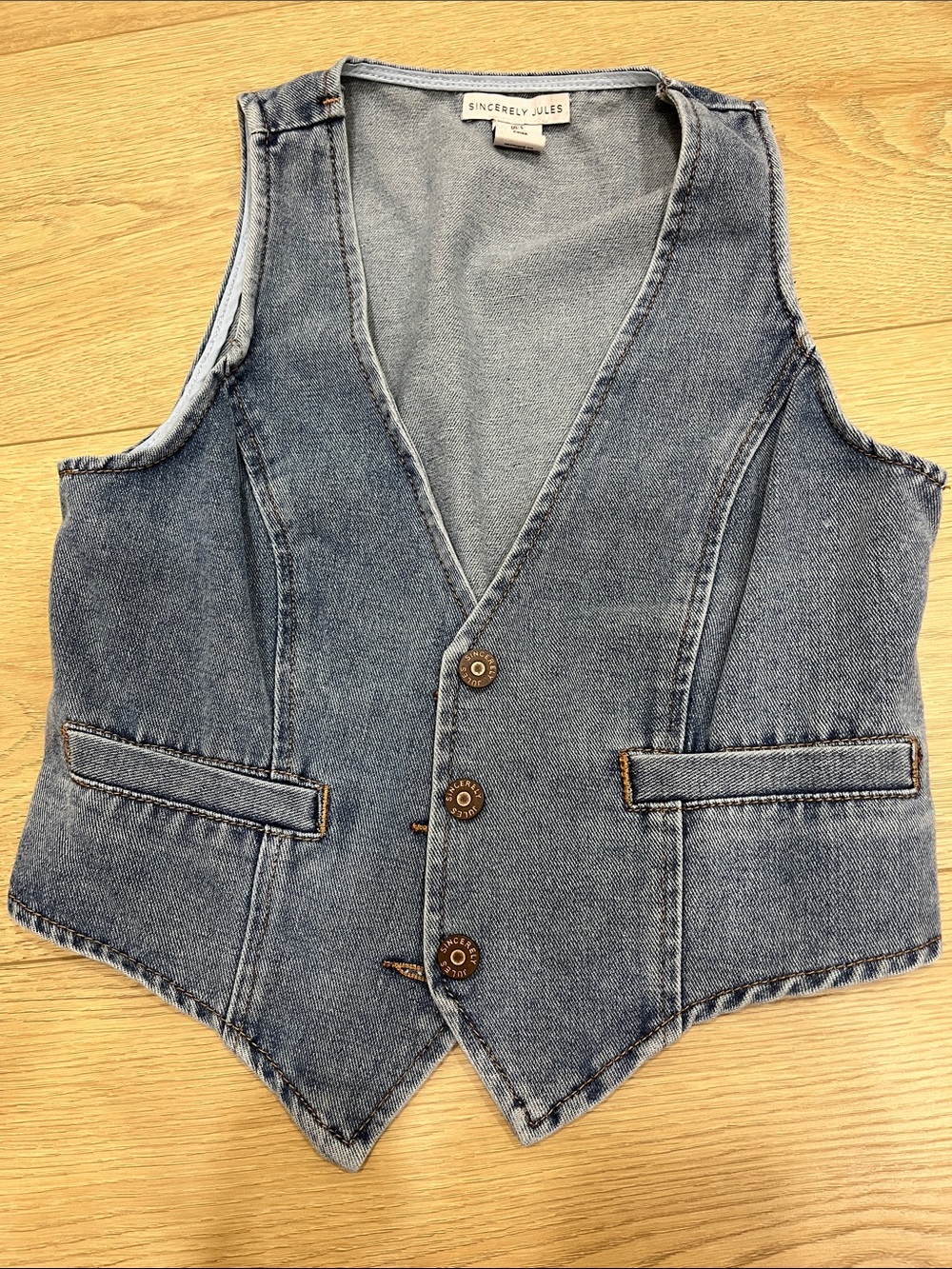 Sincerely Jules Denim Vest in Blue